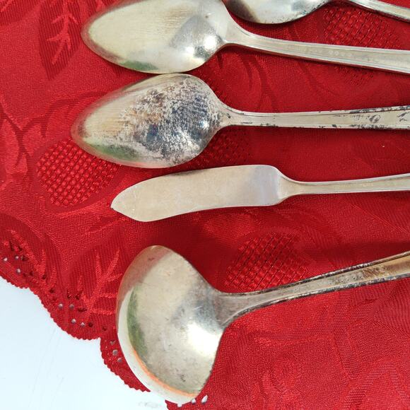 5X Serving Pieces 1939 ROYAL ROSE Oneida Nobility Plate Silverplate Spoons Sprea - Picture 9 of 14